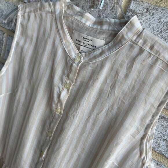 Trovata Bird of Paradise Sleeveless Sheer Striped Blouse Women's Size S - Picture 7 of 9